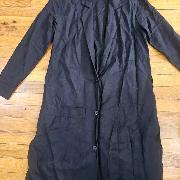 First Rite Linen Black Cardigan Pockets Button Front - Picture 2 of 10